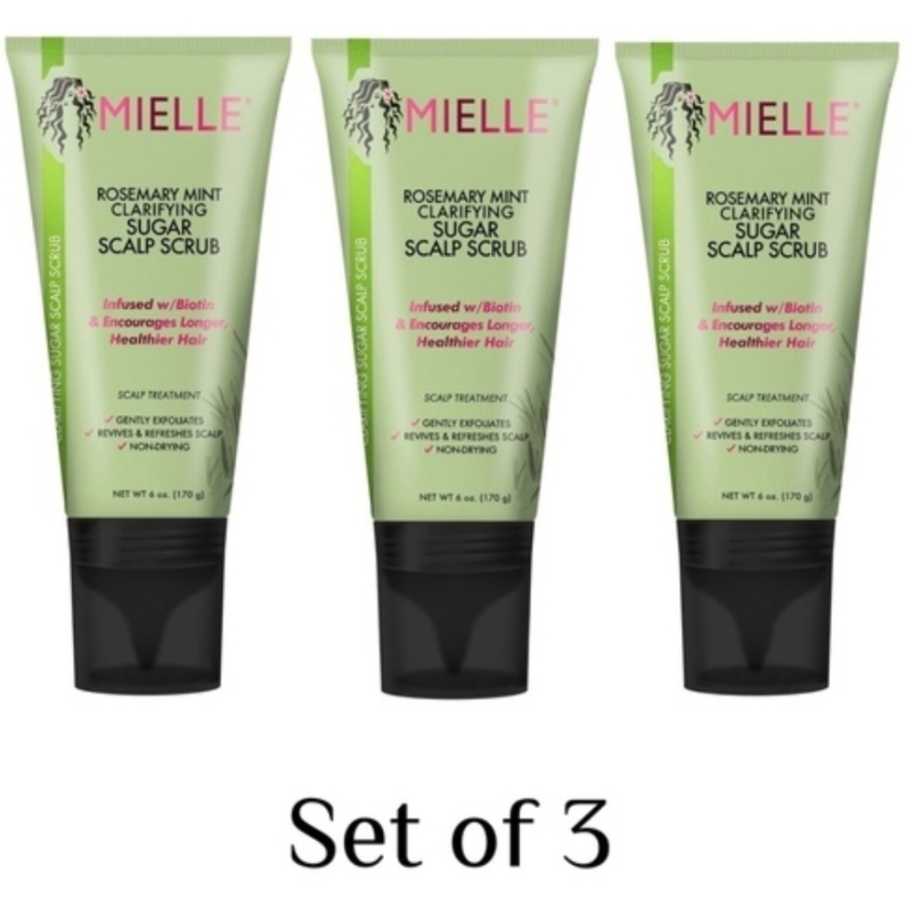 Mielle Organics Rosemary Mint Clarifying Sugar Scalp Scrub - Set of 3, 6 oz each